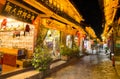 Night scenic view of the Old Town of Lijiang in Yunnan, China. Royalty Free Stock Photo