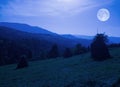 Night scenic view over the Carpathian mountains Royalty Free Stock Photo