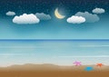 Night sea beach scene Royalty Free Stock Photo