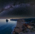 Night Sea Coast And Starry Milky Way