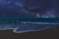 Night seascape with bright sky Royalty Free Stock Photo