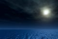 Night seascape. Magic moon in ocean.
