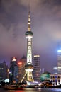 Night of Shanghai oriental pearl tower and city