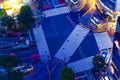 A night Shibuya crossing in Tokyo long shot high angle Royalty Free Stock Photo