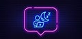 Night shift line icon. Online insomnia sign. Neon light speech bubble. Vector
