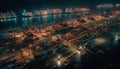 Night shipping at commercial dock unloading cargo container from industrial ship generated by AI Royalty Free Stock Photo