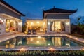 Night shoot Luxury and Private villa with pool outdoor Royalty Free Stock Photo