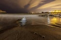 Night shot of the beach in Castro Urdiales Royalty Free Stock Photo