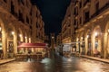 Night shot of Beirut\'s downtown pedestrian streets around Nejmeh Square