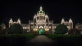 Night shot of British Columbia Parliament building Royalty Free Stock Photo