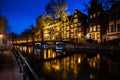 Night shot of canal of Amsterdam Royalty Free Stock Photo