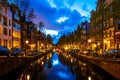 Night shot of canal of Amsterdam Royalty Free Stock Photo