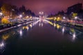 Night shot cityscape in the autumn with artificial lights