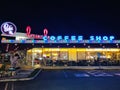 Night shot of a classic diner