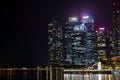 Singapore Merlion and Skyscrapers Night Shot
