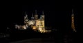 Night shot of Fourviere Church and the Metallic Tower in Lyon, France