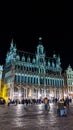 Night shot of illuminated facades on the Grand Place or Square also used in English or Grote Markt or Grand Market that is the