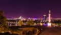 Night shot from Kalemegdan fortress Belgrade with river, Victor monument and Mehmet Pasa drinking fountain