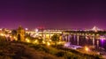 Night shot from Kalemegdan fortress Belgrade with river, Victor monument and Mehmet Pasa drinking fountain Royalty Free Stock Photo