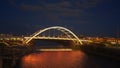 Night shot of the korean war memorial bridge in nashville, tennessee