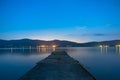 Night shot on lake Yamanaka jetty. Japan Royalty Free Stock Photo