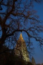 Night Shot. Mahabodhi temple Royalty Free Stock Photo