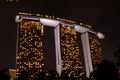 Night shot of Marina Bay Sands integrated resort with SkyPark Singapore