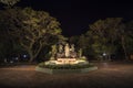 Night shot of a monument at a public park in ApÃÂ³stoles, Misiones, Argentina