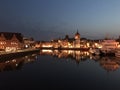 Night shot of Motlawa river in Gdansk