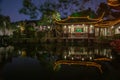 Night shot of pavilion at Master-of-the-nets garden, Suzhou, China Royalty Free Stock Photo