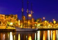 Night shot of Port Vell. Barcelona, Spain Royalty Free Stock Photo