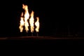 Night Shot of Quad Gas Flare Royalty Free Stock Photo