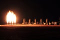 Night Shot of Quad Gas Flare Industrial location Royalty Free Stock Photo