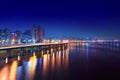 Night shot road leading to Yeouido island - buisness district of Seoul, South Korea