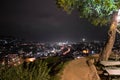 Night Shot of Sarajevo Cityscape from Lookout Point Yellow Bastion with Person, Bosnia and Herzegovina Royalty Free Stock Photo