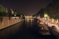 Night shot of the Seine river, Paris, France Royalty Free Stock Photo