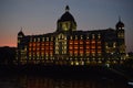 Night shot of taj mahal palace 5 star luxury hotel & the iconic sea-facing landmark in Colaba, South Mumbai