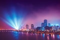 Night shot of Yeouido island with lots of lights seen- buisness district of Seoul, South Korea