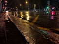 Night Siberia road after rain Mobilephoto Royalty Free Stock Photo