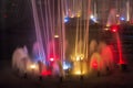 Night Singing fountain in Kosice Old Town, Slovakia. Royalty Free Stock Photo