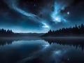 The night sky above casts an inky backdrop, intensifying the surreal spectacle of the scene. Royalty Free Stock Photo