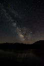 Night sky above lake Madh in National Park Lure, Albania Royalty Free Stock Photo