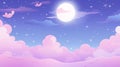 Night sky background with clouds and full moon. Vector illustration. Eps 10 Royalty Free Stock Photo