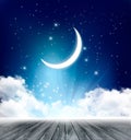 Night sky background with with crescent moon, clouds Royalty Free Stock Photo