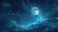 the night sky with backgrounds featuring stars, the moon, and drifting clouds, enhanced by elements sourced from NASA. Royalty Free Stock Photo