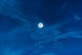 Night sky with bright full moon and clouds, serenity nature back Royalty Free Stock Photo