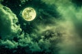 Night sky with bright full moon and cloudy, serenity nature background Royalty Free Stock Photo