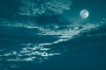 Night sky with bright full moon and dark cloud, serenity nature Royalty Free Stock Photo