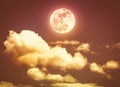 Night sky with bright full moon, serenity nature background. Sep Royalty Free Stock Photo