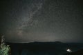 Night sky with bright stars in the Akha village of Maejantai on the hill in Chiang Mai, Thailand